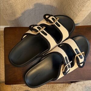 Stylish Black and Cream Sandals universal threads